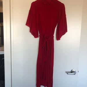 Red Zara wrap dress with beautiful sleeves